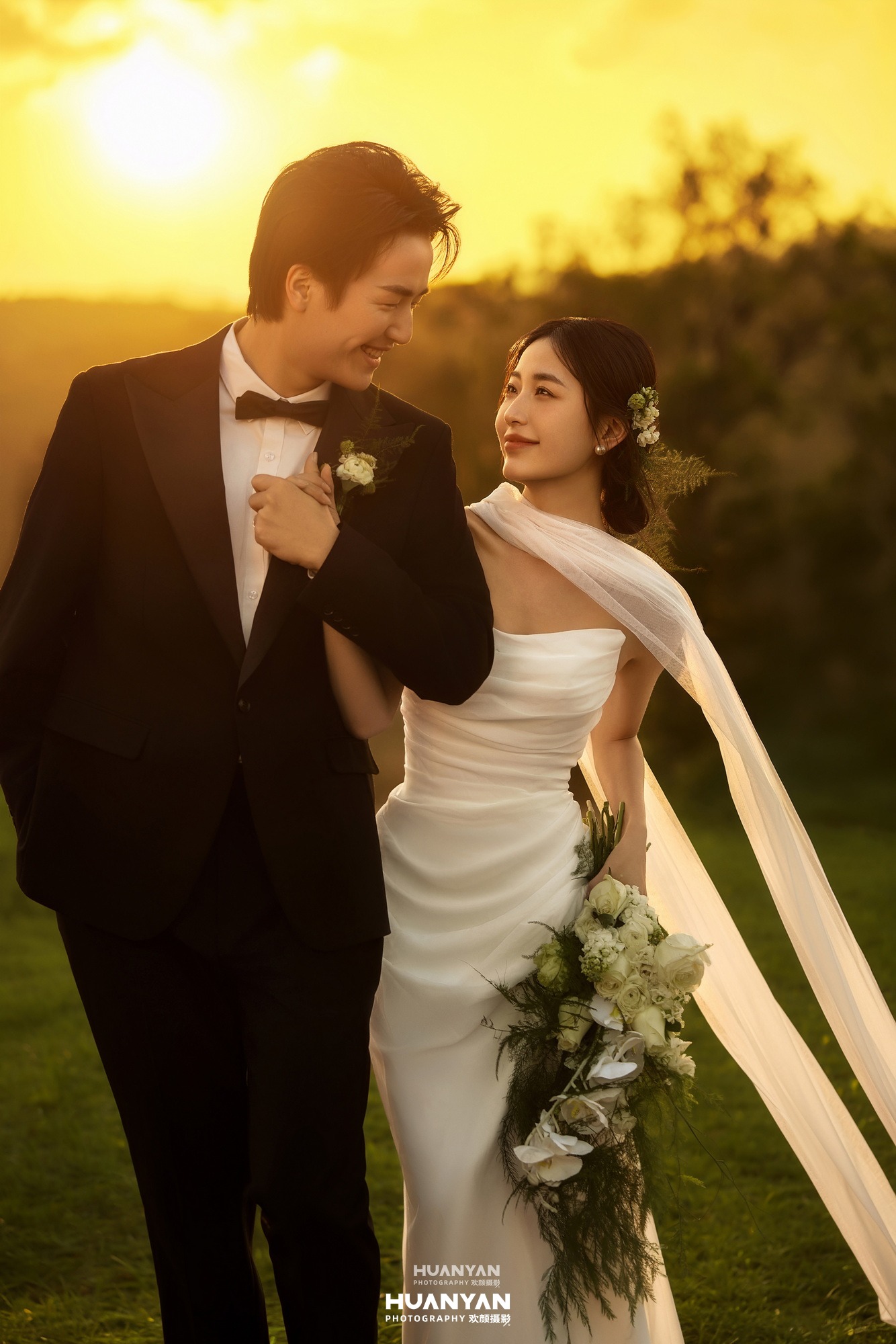 户外自然韩式温柔婚纱照实拍（落日恋歌系列）
