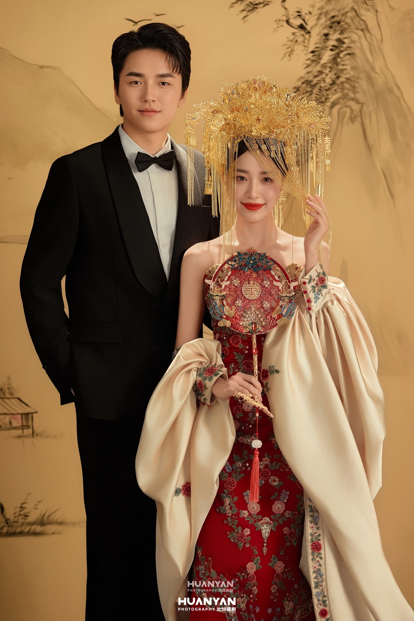 凤冠映画：新中式婚纱照室内影棚实拍