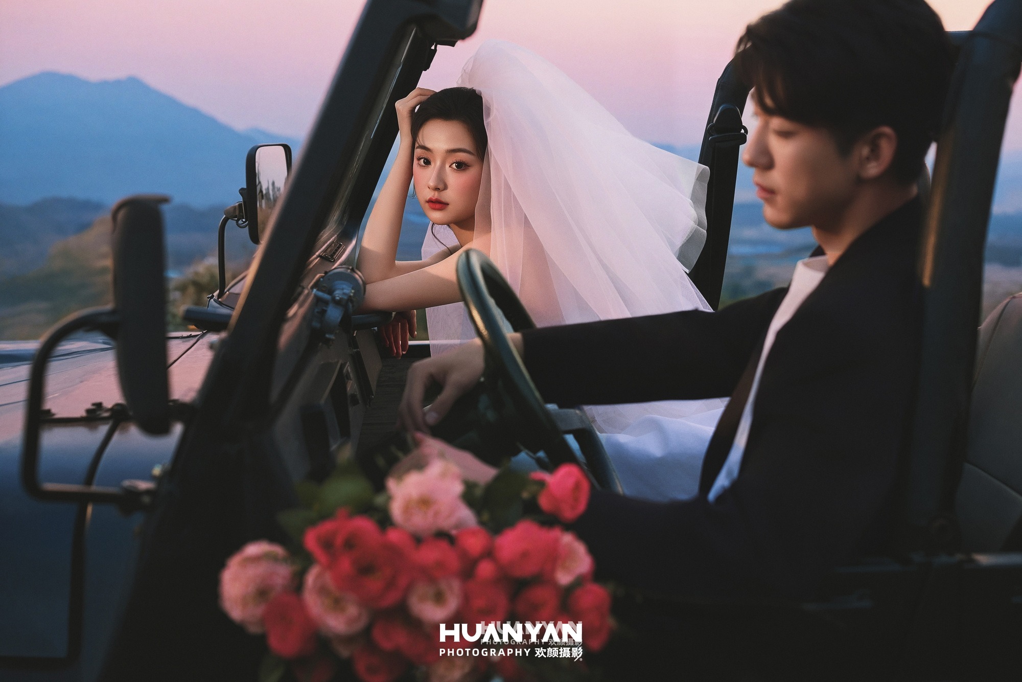 漫天花信：韩式温柔婚纱照户外自然实拍