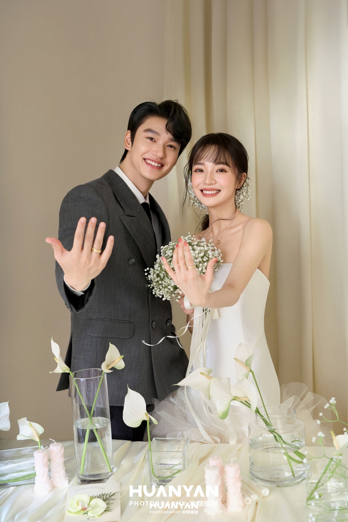 室内影棚韩式温柔婚纱照实拍（为爱举杯系列）