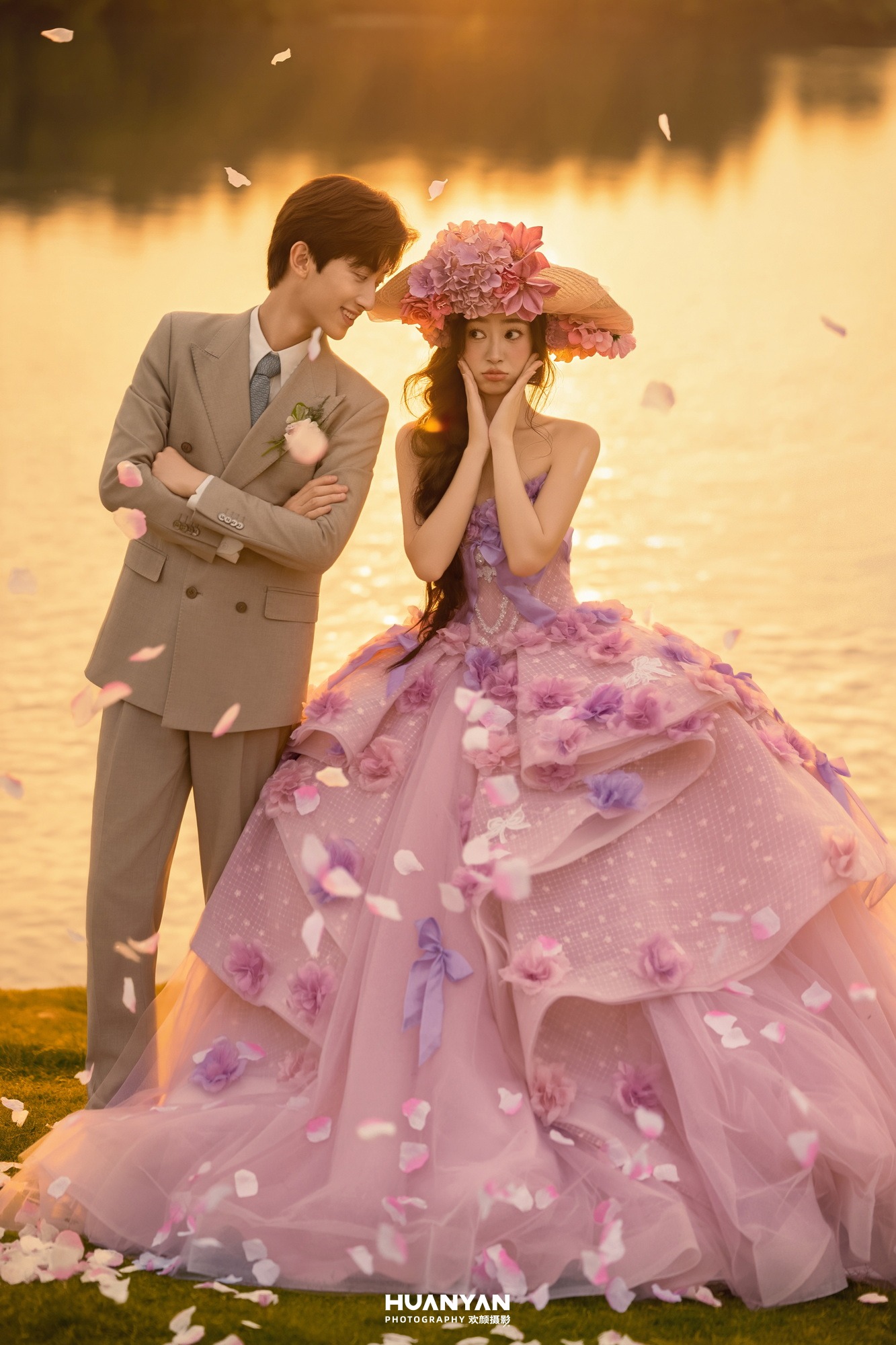 户外自然浪漫唯美婚纱照实拍（落日绯梦系列）
