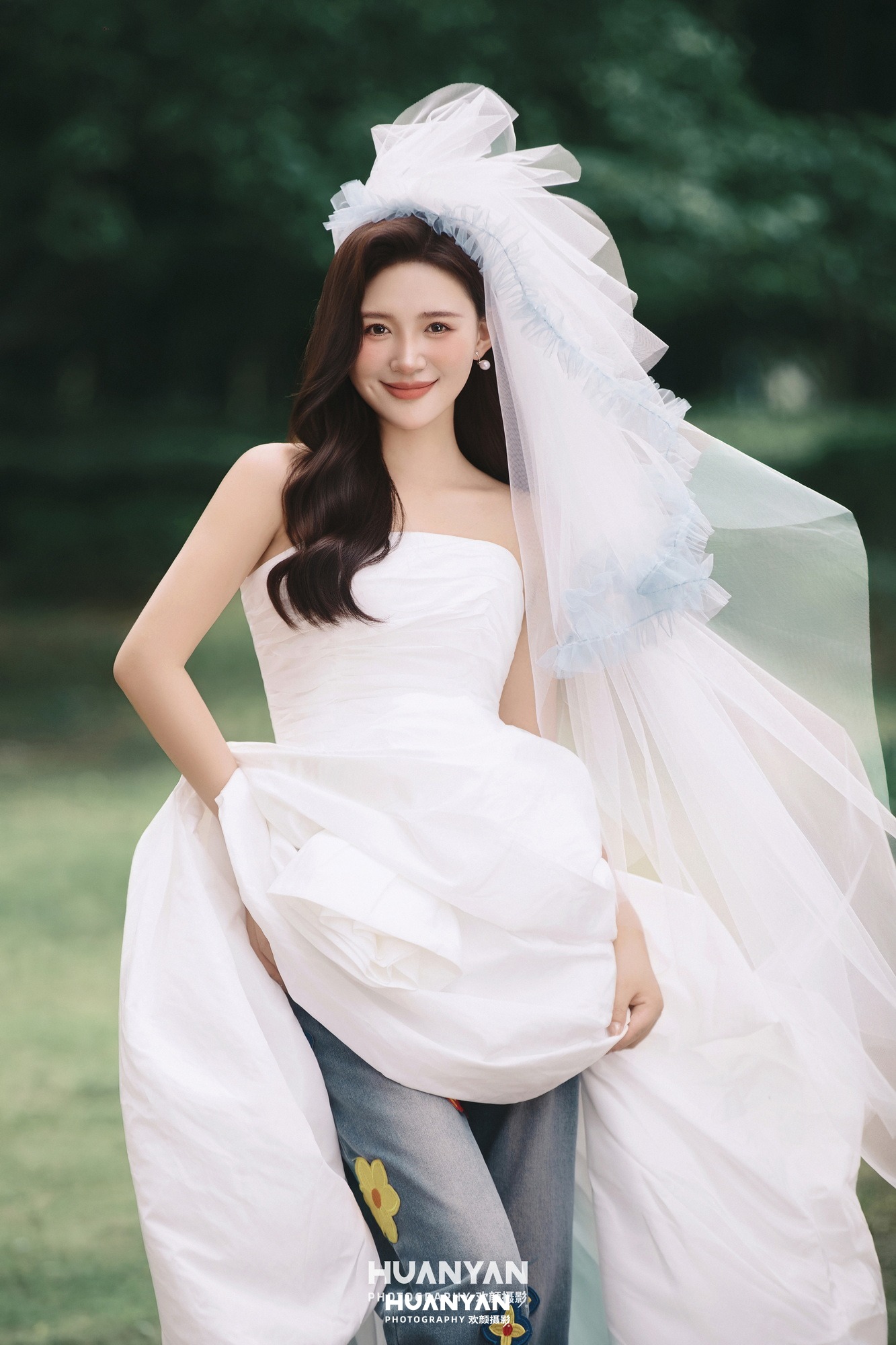 以花为誓：清新自然婚纱照户外自然实拍