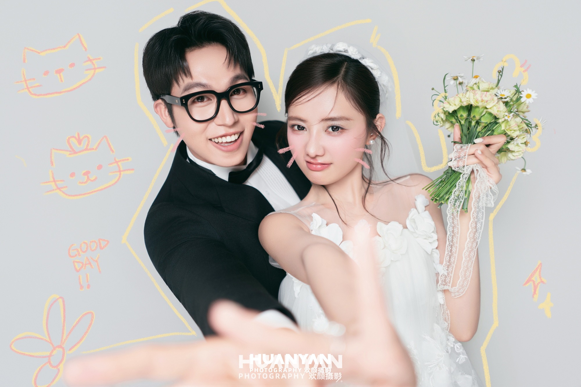粉笔心事客片第3张｜韩式温柔婚纱照，摄于室内影棚