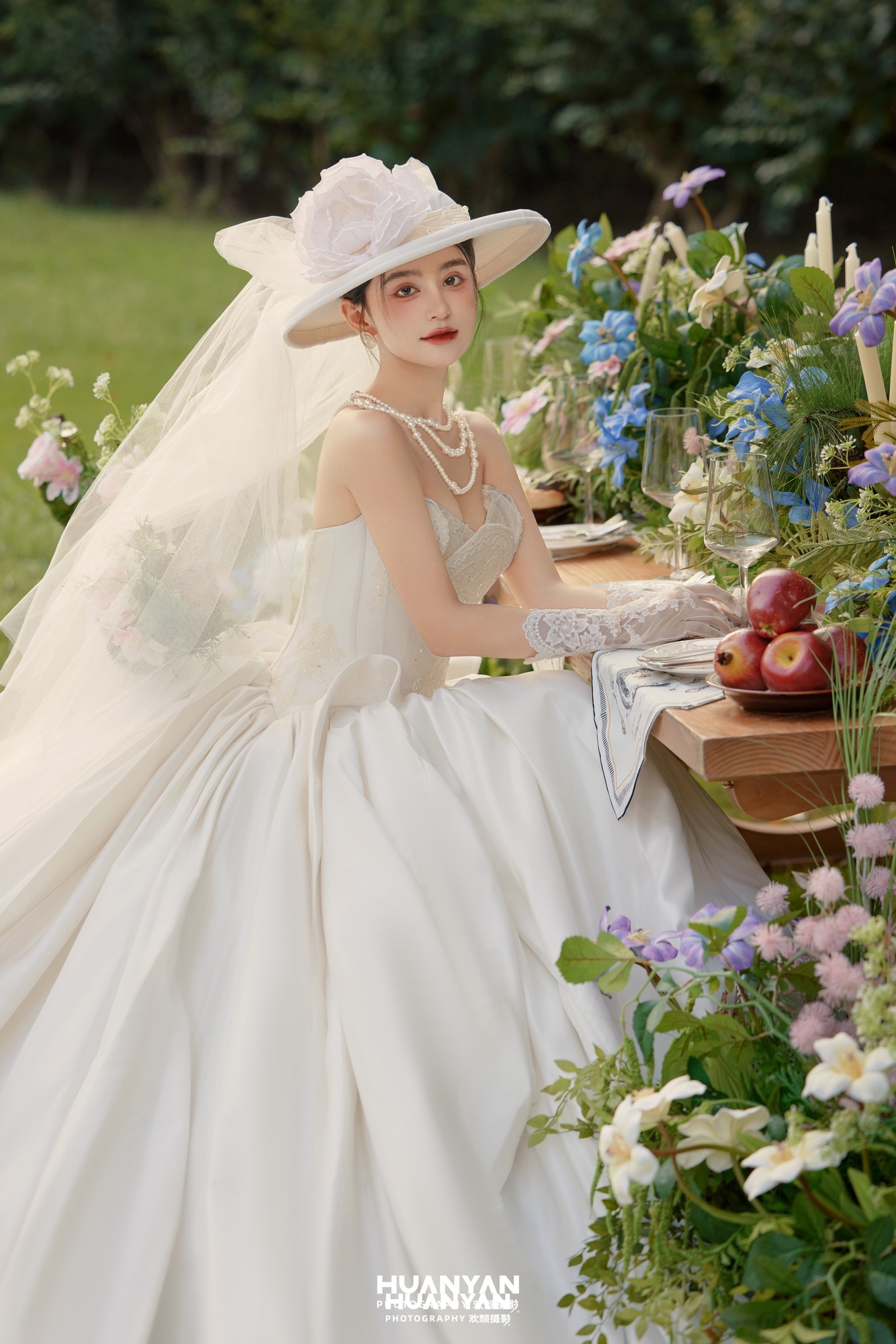 户外自然清新自然婚纱照实拍（珍珠与纱系列）
