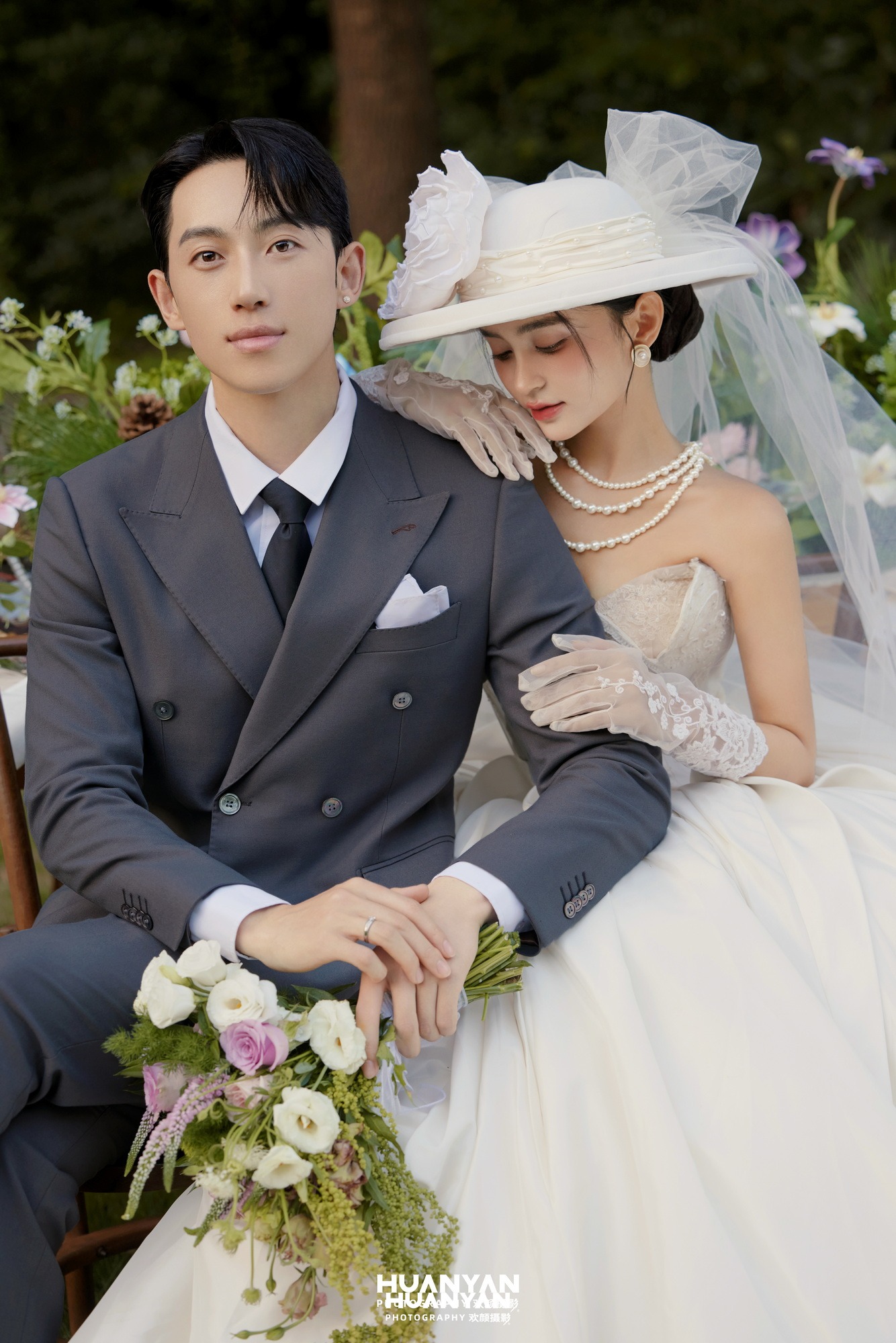 户外自然清新自然婚纱照实拍（珍珠与纱系列）